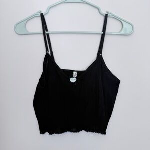 Pretties Venice black frilly croquette tank top